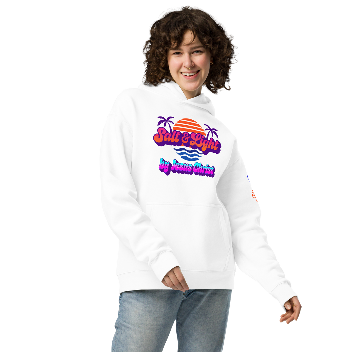Salt & Light - Retro 80s Neon Sunset Oversized Hoodie